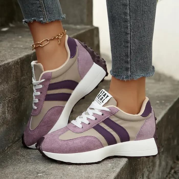Chaussures de sport rétro color block pour femme