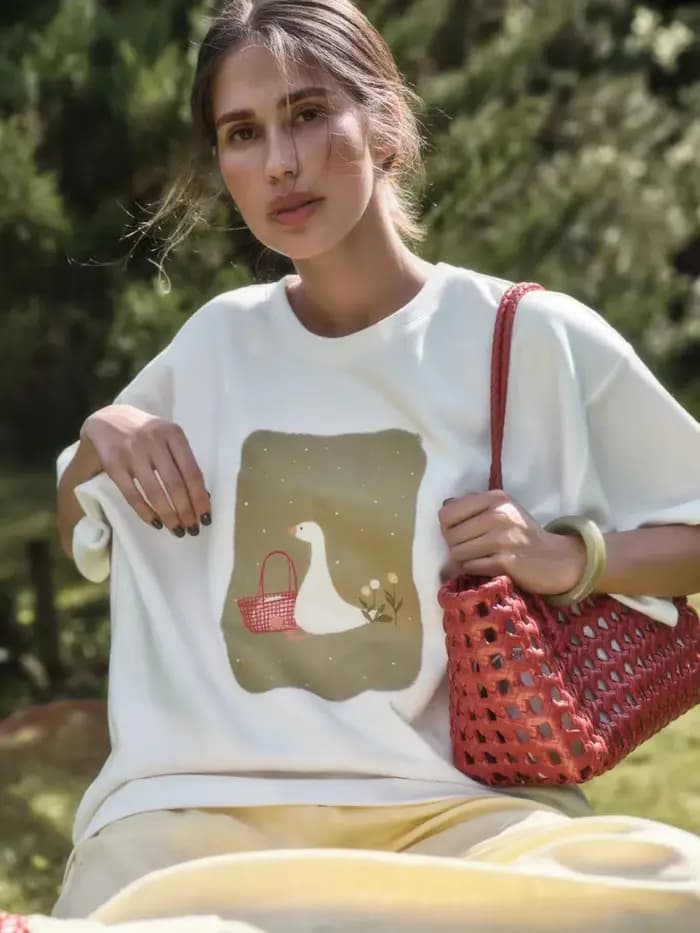 T-shirt blanc en coton pour femme