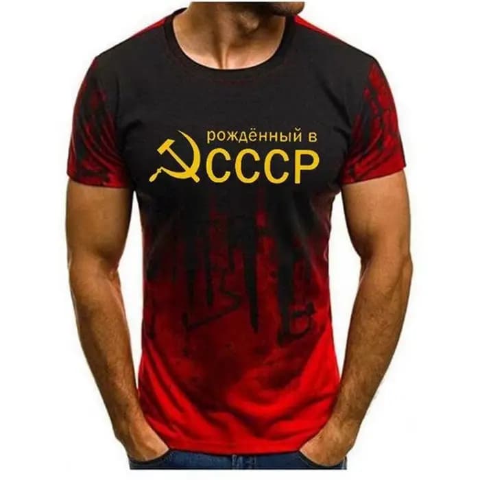 T-shirt à col rond imprimé logo CCCP pour hommes