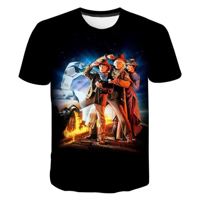 Film retour vers le futur 3D imprimé T-Shirts hommes femmes décontracté mode surdimensionné à manches courtes t-shirt