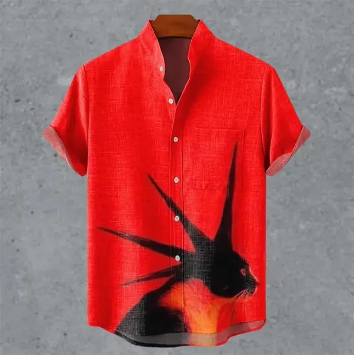 Retro Heritage Tee 2024 Hommes Mottled Art Print Col debout Manches courtes Confort Fit S-5XL 