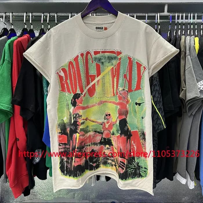 Livraison Rapide Nouvelle Arrivée 2026 T-shirt Imprimé Homme Style Urbain Vintage Ample Décontracté Manches Courtes Col Rond