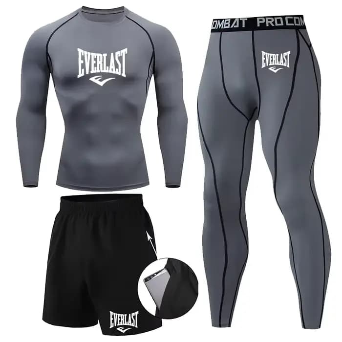 EVERLAST hommes T-shirt + Short 2 pièces ensemble loisirs souffle à manches courtes Sport Jogging gymnase marque impression vêtements