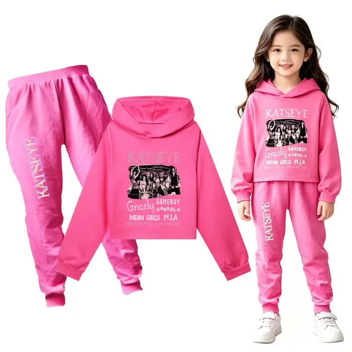 KATSEYE Ensemble sweat à capuche court pour filles