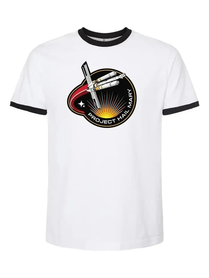 T-shirt Ringer Project Hail Mary avec Patch Mission, style Ryan Gosling, pour fans, Hommes et Femmes