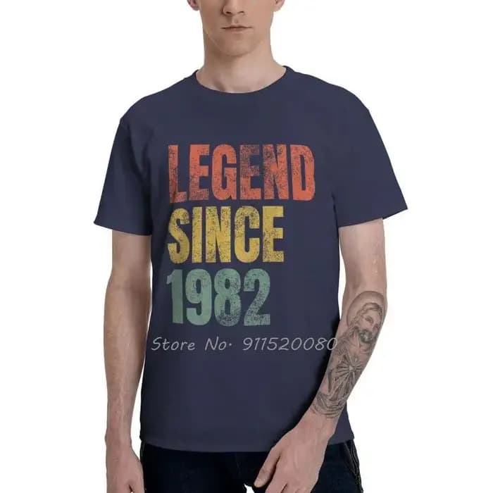 T-shirt rétro pour hommes, 39e anniversaire, nouveauté, légende depuis 1982, cool, zones me, coton, cadeau