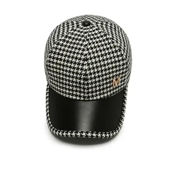 Boucle brodée kaki café Streetwear noir réglable Style coréen chapeau pied-de-poule casquette de Baseball