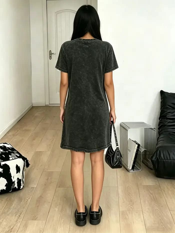 Robe T-shirt vintage délavée et vieillie pour femme