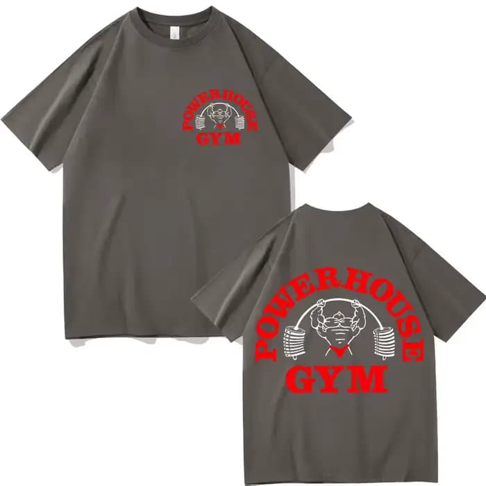 Powerhouse Gym Double face impression T-shirt haute rue mode tendance à manches courtes T-shirts hommes femmes