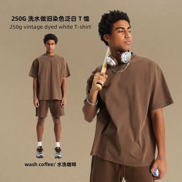 Hommes 100% coton Vintage T-Shirt ensemble court été haute rue décontracté Sweatshort survêtement coupe ample français Terry lavé uniforme
