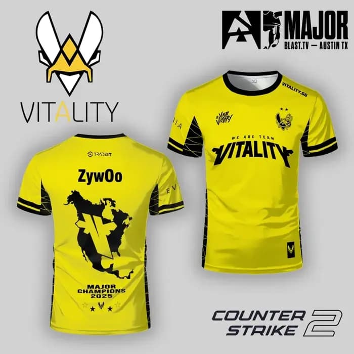 T-shirt de champion de la Major de CS2 Team Vitality pour hommes et femmes