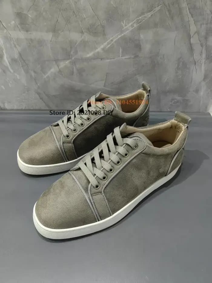 Baskets concises en cuir suédé gris à lacets unisexe hommes femmes coupe basse couleur mixte chaussures décontractées