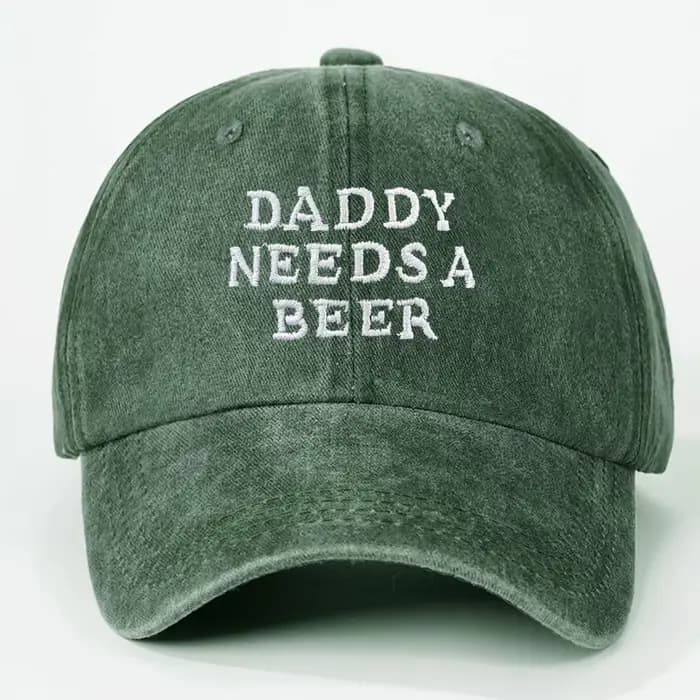 Casquette de baseball 'Daddy Needs A Beer' en denim délavé, vintage, à visière incurvée, réglable, p