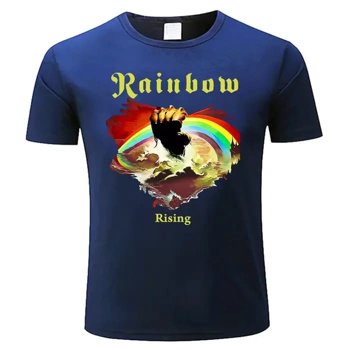 Arc-en-ciel montant groupe de métal lourd surdimensionné T-Shirts drôle hommes vêtements à manches courtes Streetwear grande taille hauts t-shirt