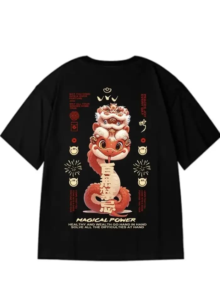 T-shirts imprimés serpent dessin animé Kawaii pour homme