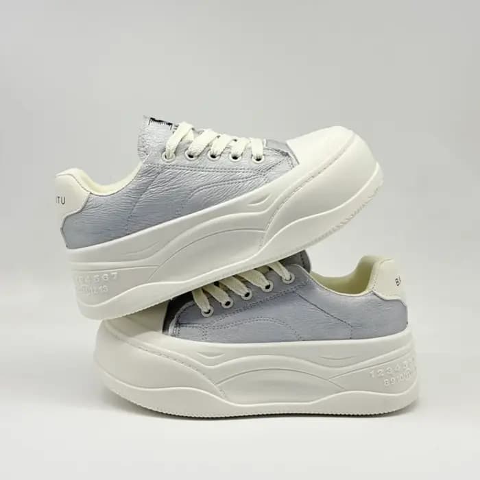 Baskets décontractées montantes en cuir violet clair à plateforme