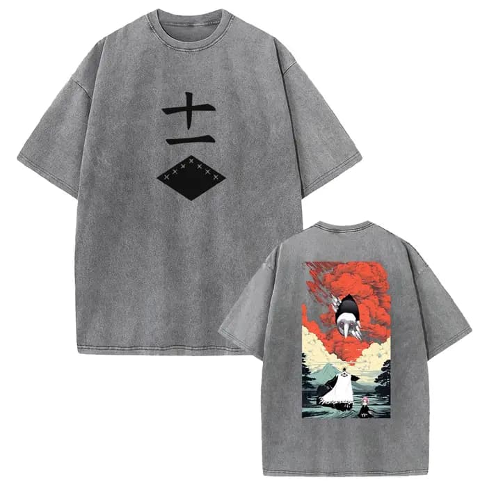 Zaraki Kenpachi eau de javel Anime vêtements hommes femmes surdimensionné T-shirts à manches courtes lavé t-shirt rétro