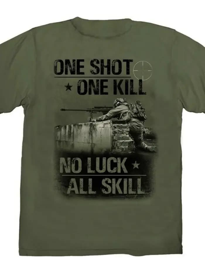 One Shot One Kill. T-shirt de tireur d'élite de soldat marin