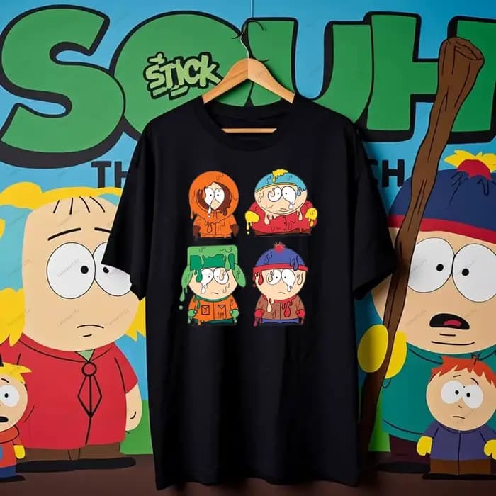 Amusant parc du sud dessin animé t-shirt unisexe femmes hommes