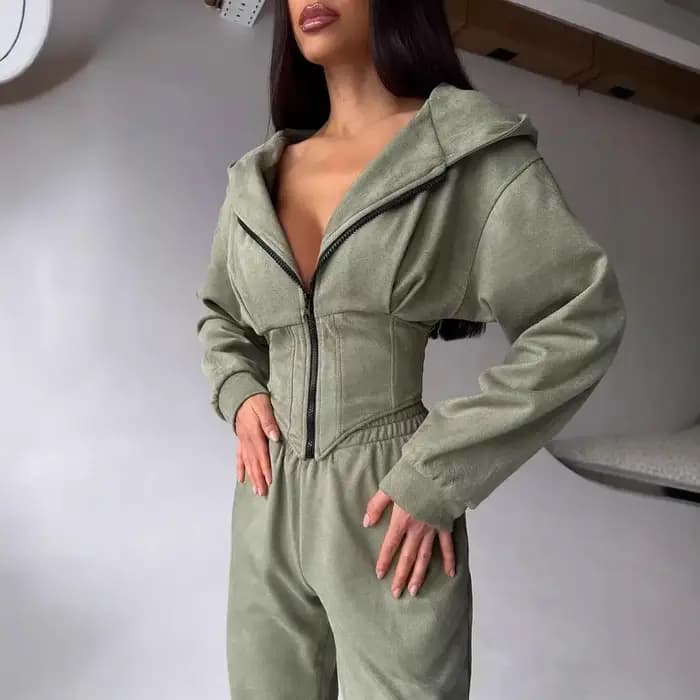 Ensemble 2 pièces sweat à capuche avec fermeture éclair