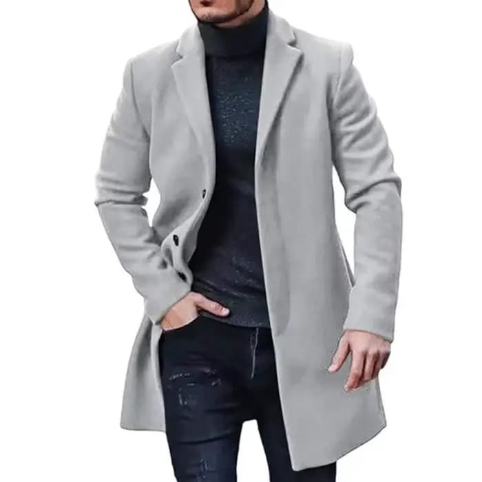 Vestes Streetwear pour hommes, couleur unie, vêtements d'extérieur et manteaux décontractés, simple boutonnage, revers en laine, veste pour printemps et hiver