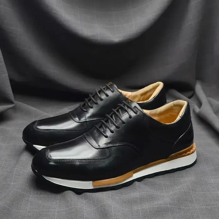 Marque chic en cuir véritable hommes baskets décontractées chaussures mode européenne automne hiver semelle