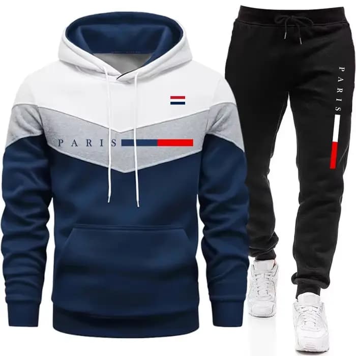 Nouvelle Collection 2026 : Ensemble Homme Tendance – Sweat à Capuche et Pantalon de Jogging Imprimé Paris – Tenue Décontractée Urbaine et Sportive