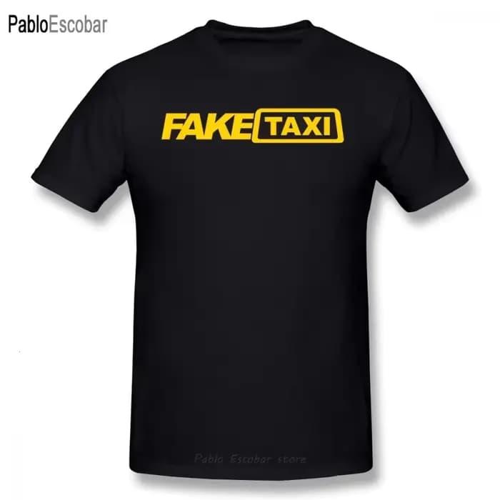 T-shirt manches courtes homme, humoristique et estival, faux taxi avec lettres imprimées