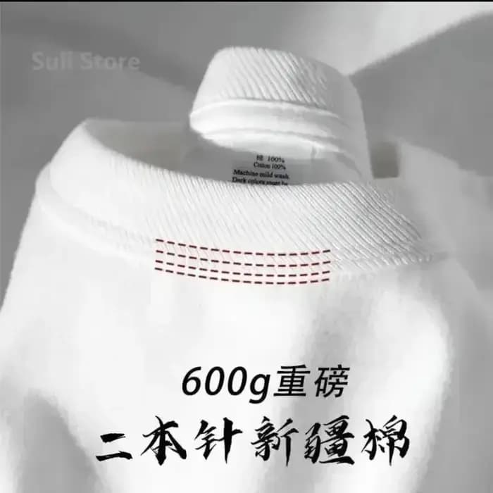 T-shirt à manches courtes en coton robuste pour hommes, 600g, à la mode, en pur coton épais, à manch
