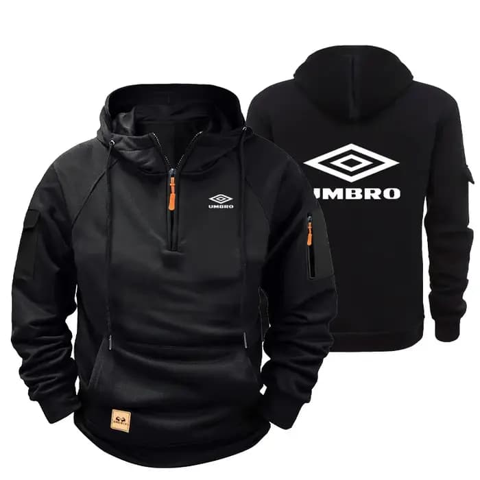 Sweat à capuche épais UMBRO Retro Tough Guy pour homme, avec fermeture éclair, doublure polaire, cou
