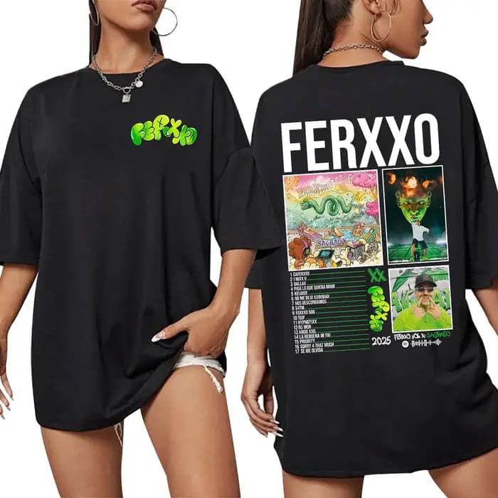 Rappeur Feid Ferxxo Tour 2025 T-shirt hommes femmes vêtements mode Hip Hop T-shirts coton décontracté surdimensionné à