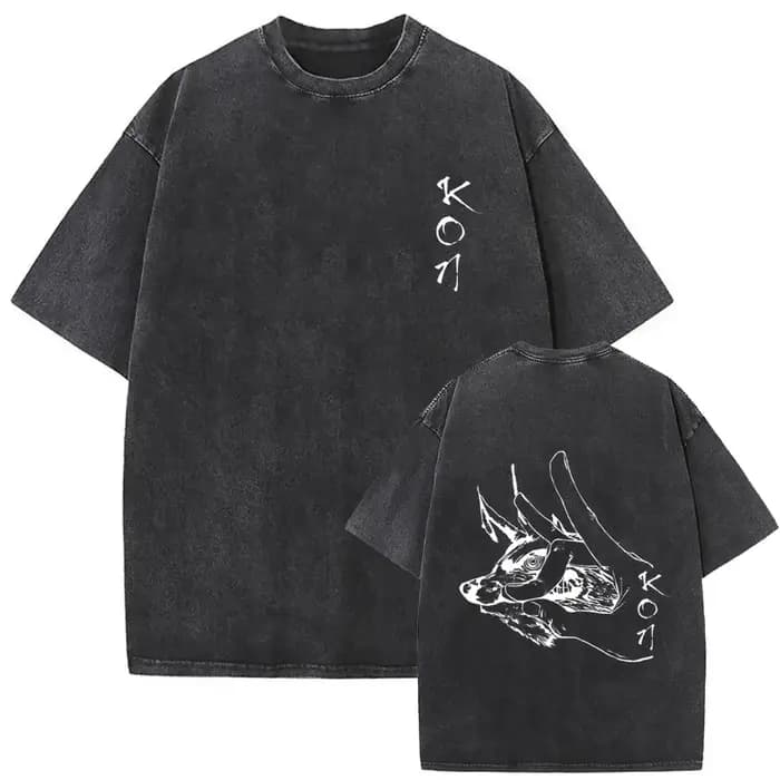 Anime tronçonneuse homme Vintage lavé T-shirt Hayakawa Aki invocation Kon Fox diable graphique T-shi