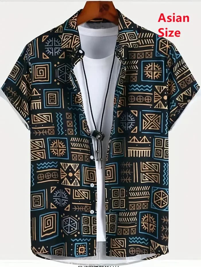 Hawaï chemises pour hommes 3D Paisley graphique à manches courtes T-shirt décontracté revers boutons