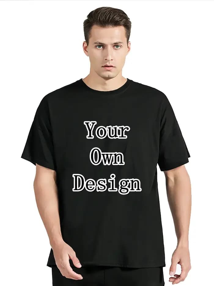 Men's Custom T-shirt With Your Own Logo Text And Photo Printed On The Front And Back