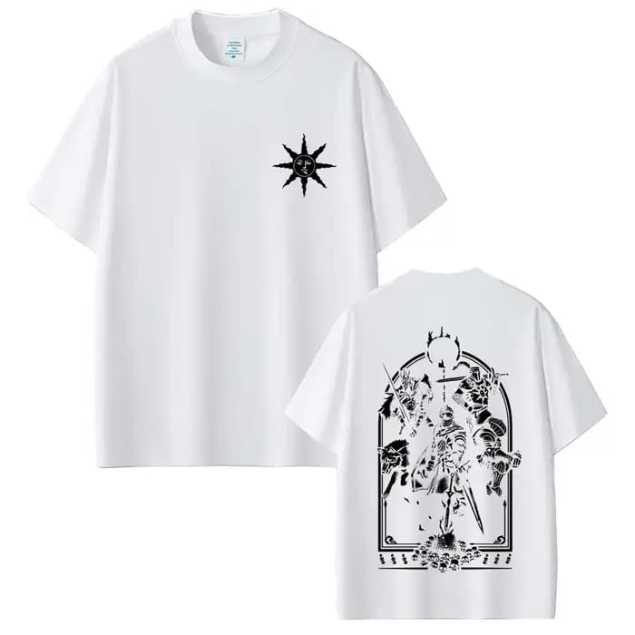 Jeu âmes sombres éloge du soleil T-shirt graphique hommes femmes Vintage gothique Rock T-shirts