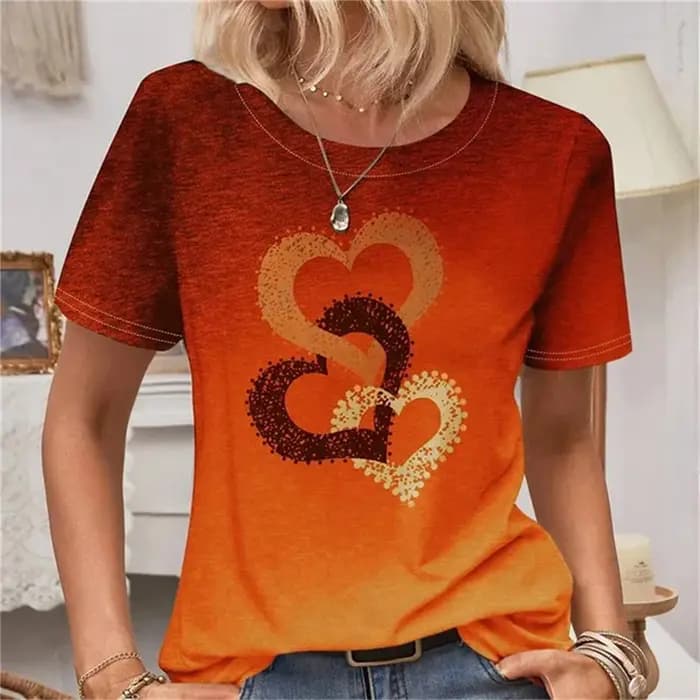 T-shirt à motif d'amour de coeur pour les femmes