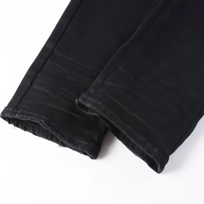 Y2Kfashion nouveau jean de haute qualité avec patchs rouges plissés, coupe slim élastique, jean bleu