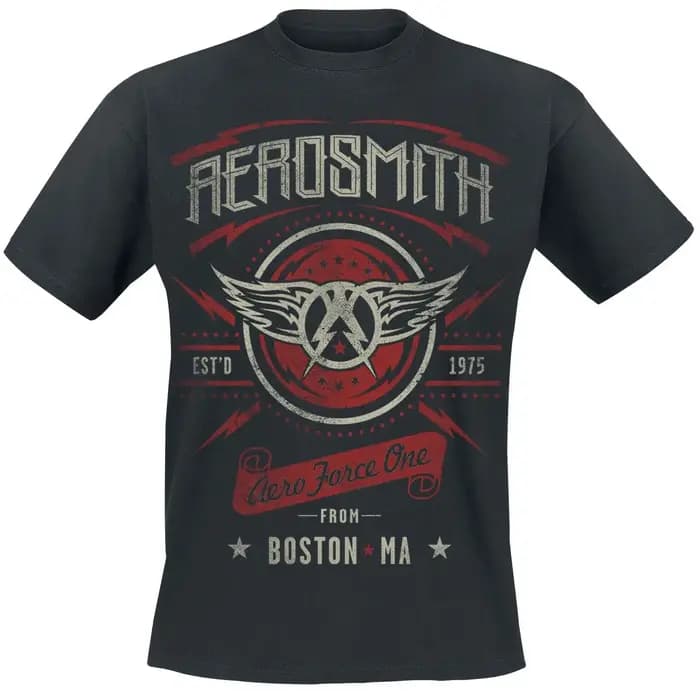 Aerosmith Aero Force One Eagle Badge T-shirt unisexe en coton imprimé vintage Rock Casual Tee