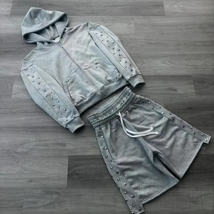 Sweat à capuche surdimensionné Harajuku gris Vintage mode fermeture éclair automne/hiver européen et américain haute