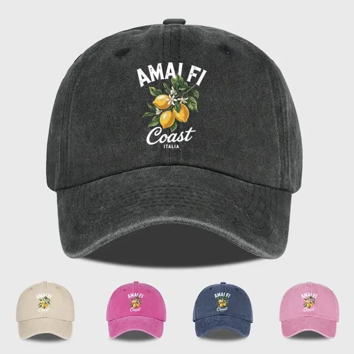 Casquette de baseball vintage imprimée citron de la côte d'Amalfi
