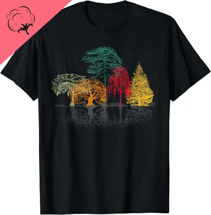 Arbres colorés faune Nature extérieur réflexion forêt T-Shirt Streetwear coton graphique t-shirts hommes vêtements hauts Camisetas