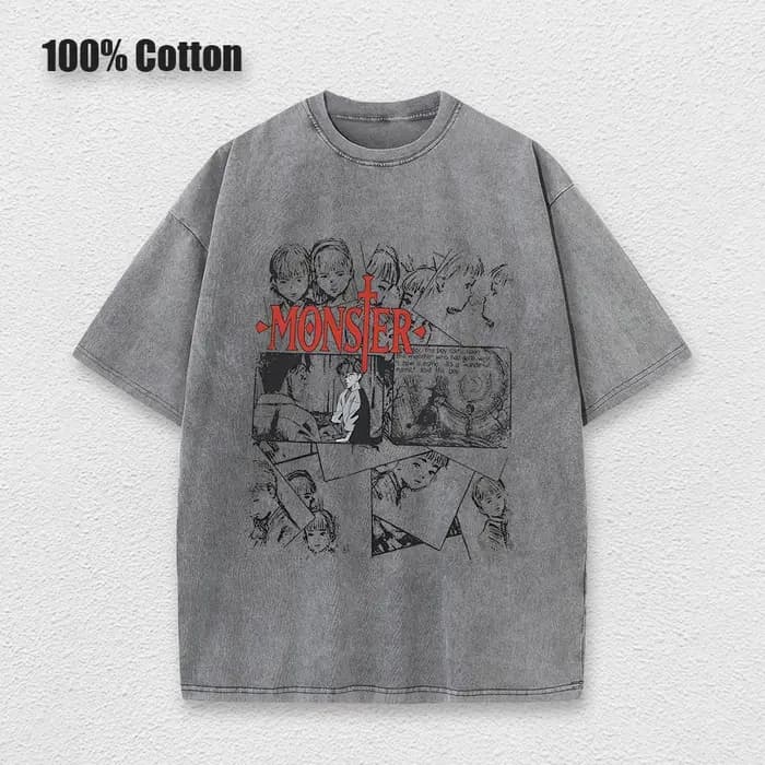 Anime monstre T-Shirts lavé hommes femmes coton Harajuku