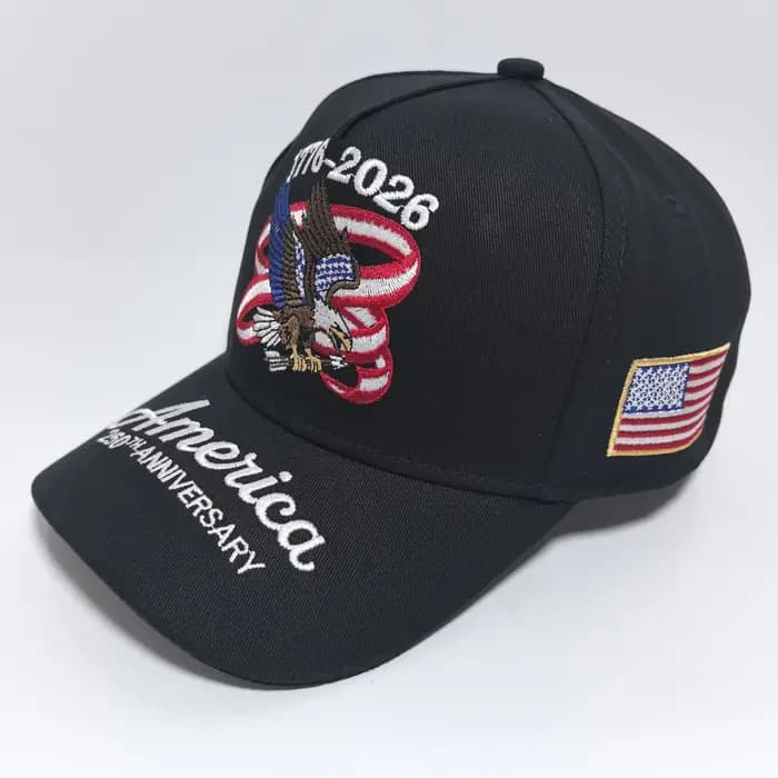 Casquette de baseball brodée Aigle et Drapeau
