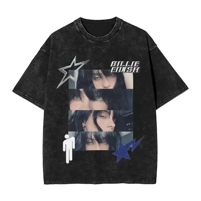 T-shirt unisexe Billie Eilish avec impression graphique amusante, style vintage, en coton délavé, co