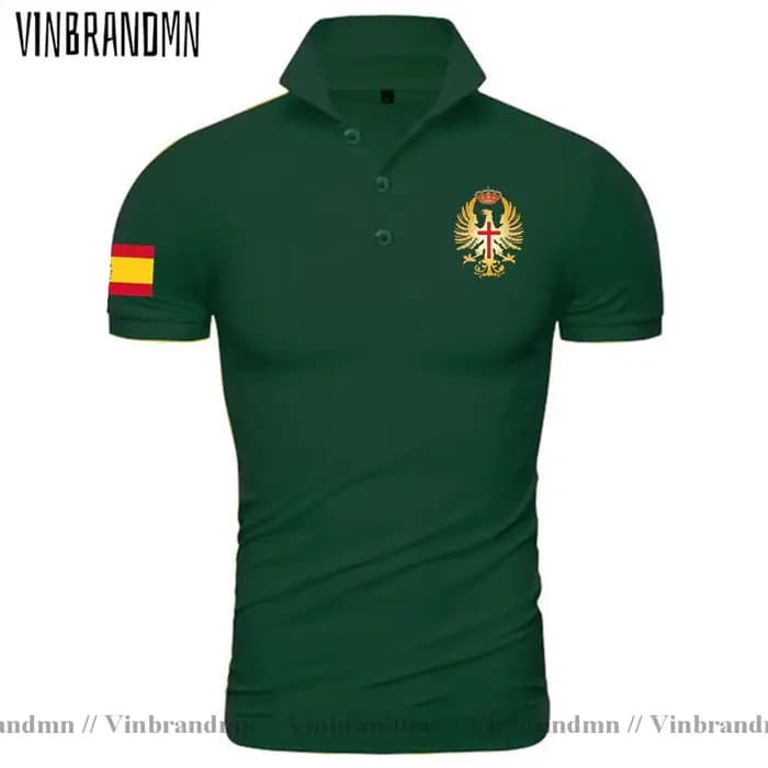 Armée royaume d'espagne Espana ESP espagnol Spaniard hommes coton été coupe ajustée à manches courtes couleur unie polos t-shirts de mode