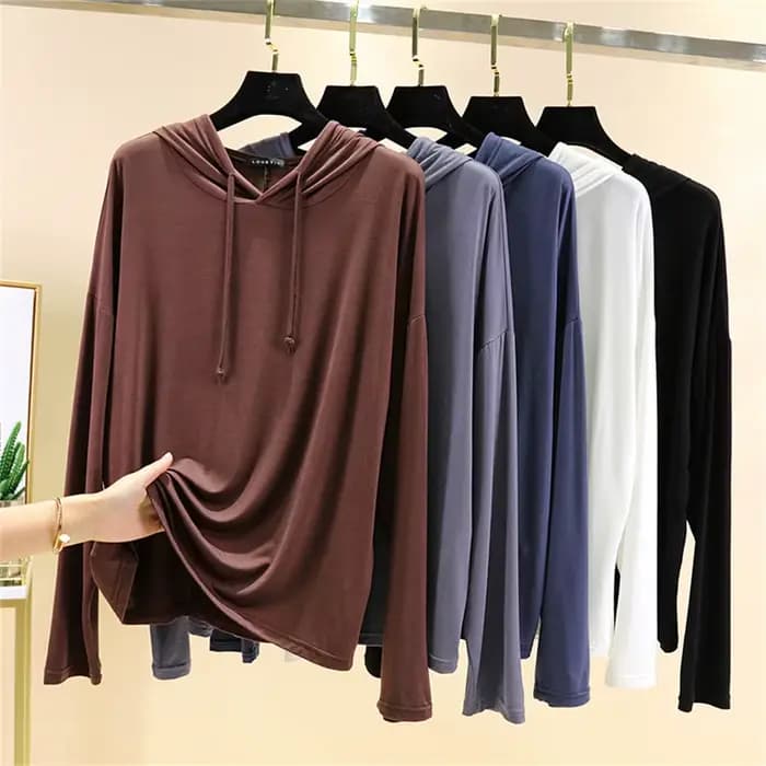 Mode coréenne été Modal sweats pull à capuche t-shirt à manches longues sweat