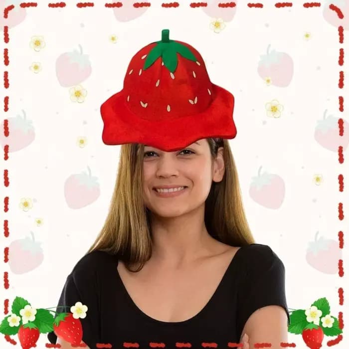 Chapeau en peluche fraise mignon de dessin animé