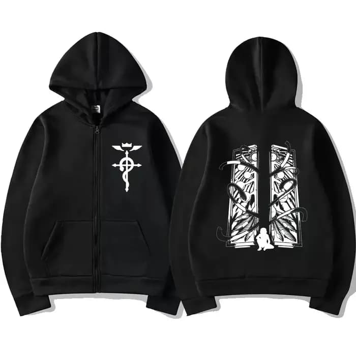 Sweat à capuche zippé Anime Fullmetal Alchemist Edward Elric pour hommes et femmes