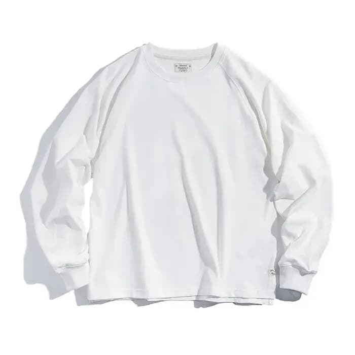 Maden solide T-shirts hommes rétro coton collège décontracté Vintage à manches longues t-shirt coule
