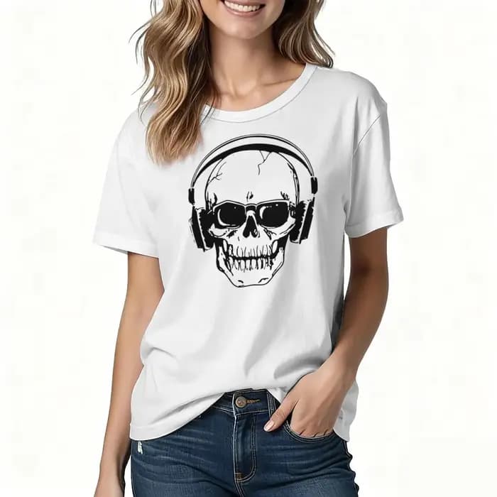 T-shirt lumineux à imprimé crâne pour hommes et femmes